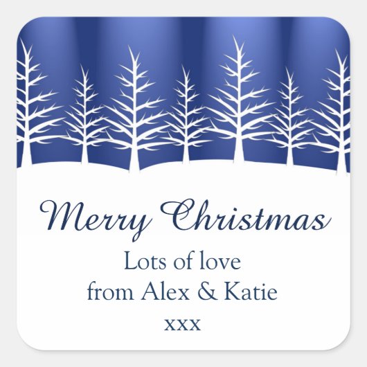 Witte bomen Silhouettes Vierkante Sticker (Voorkant)