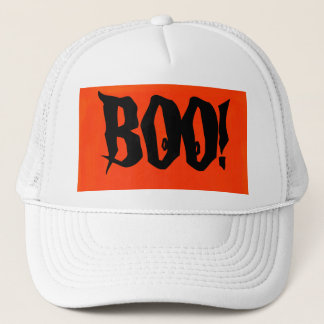 Witte BOO! Trucker Hat in Oranje en zwart ontwerp. Pet