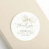 Witte Boog Elegante Script Bruidsdouche Dank Je We Ronde Sticker