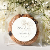 Witte Boog Elegante Script Bruidsmeisjesfeest Dank Ronde Sticker