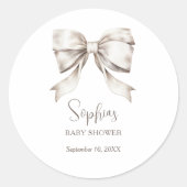 Witte Boog Lint  Baby shower Ronde Sticker (Voorkant)
