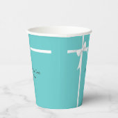 Witte Boog op Blauwgroen Blauw Custom Papieren Bekers (Rechts)