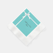 Witte Boog op Blauwgroen Blauw  Servetten (Hoek)