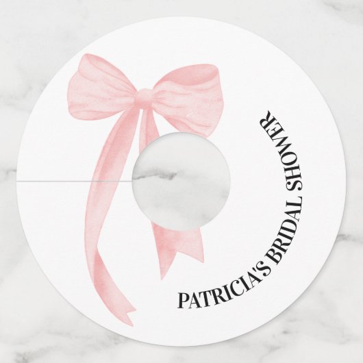 Witte Boog Zij Knoopt de Knoop Bruidsmeisjesfeest Wijnglaslabel (Achterkant)