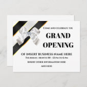 Witte boog zwarte lintlintopening VIP-gasten Aankondigingskaart (Voorkant / Achterkant)