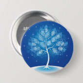 Witte boom in de sneeuw ronde button 7,6 cm (Voorkant /achterkant)