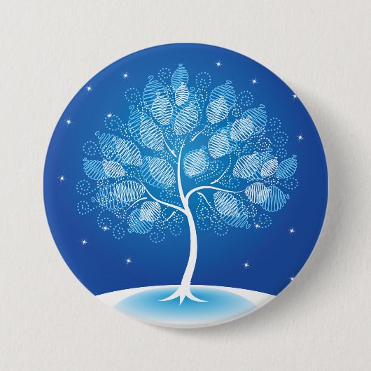 Witte boom in de sneeuw ronde button 7,6 cm (Voorkant)
