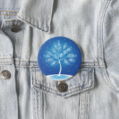 Witte boom in de sneeuw ronde button 7,6 cm