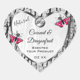 Witte boomschors Roze Butterfly Product Labels Log