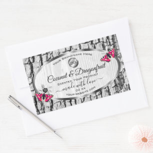 Witte boomschors Roze Butterfly Product Labels Log