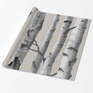 Witte boomstammen op beige cadeaupapier