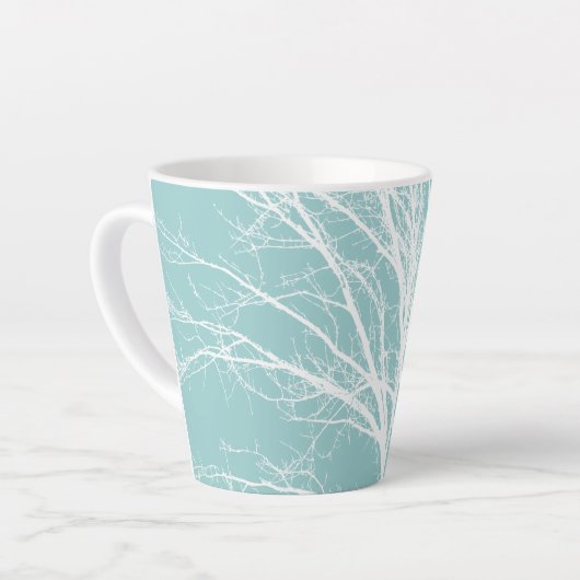 Witte boomtakken latte mok (Linkerhoek)