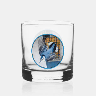 Witte-borst Nuthatch in Sneeuw Whisky Glas
