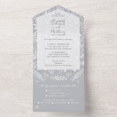 Witte botanica Grijze Geen Envelopes Wedding All In One Uitnodiging (Binnen)