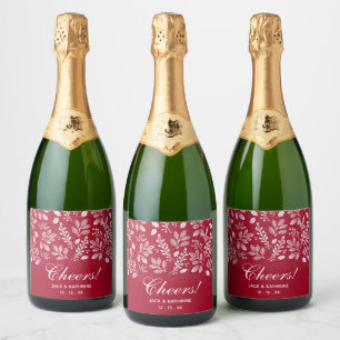 Witte Botanicals op Cranberry Bruiloft Sparkling Wijnetiket