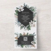 Witte botanische bloemige geometrische trouwkaart all in one uitnodiging (Binnen)