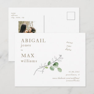 Witte Botanische Foto Huwelijk Save our Date II Briefkaart