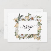 Witte Botanische | vriendelijk antwoord | RSVP-Bri Briefkaart (Voorkant / Achterkant)