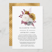 Witte, Bourgondische en gouden bloemen bruiloft ga Aankondiging (Voorkant / Achterkant)