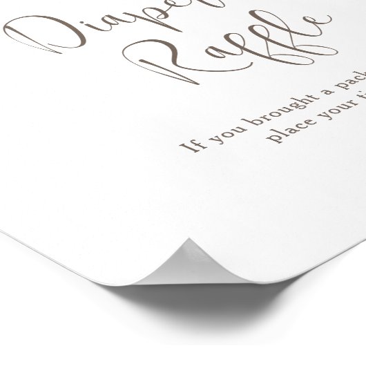 Witte Bow Luier Raffle Poster (Hoek)