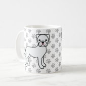 Witte Boxer Schattige Cartoon Hond Koffiemok (Voorkant links)