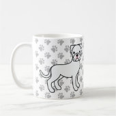 Witte Boxer Schattige Cartoon Hond Koffiemok (Links)
