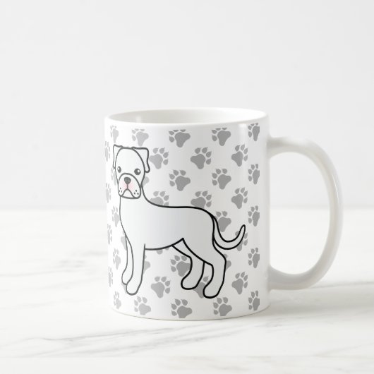 Witte Boxer Schattige Cartoon Hond Koffiemok (Rechts)