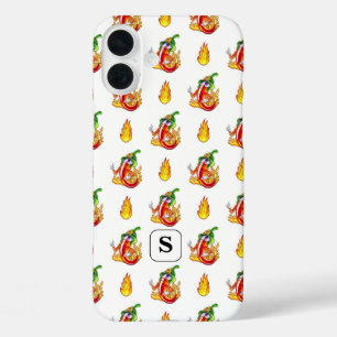 Witte Brandweerman Fun Red & Yellow Flame Design iPhone 16 Plus Hoesje