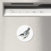 Witte Breasted Nuthatch Magnet Magneet (Insitu (Vaatwasser))