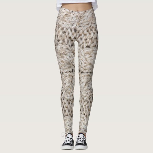 Witte breiwol, textuur achtergrond leggings (Voorkant)