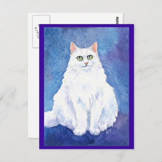 Witte briefkaart van katten of katten (Voorkant / Achterkant)