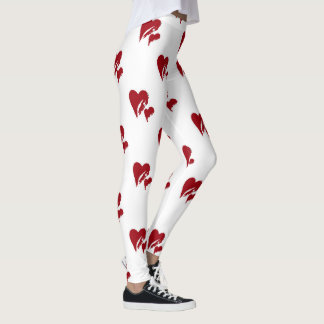 Witte broek met rode harten leggings