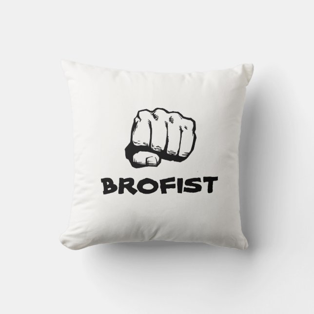 Witte BROFIST Pillow. Kussen (Voorkant)