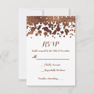 Witte & Bronzen Confetti Stippen Glamour Glans RSV RSVP Kaartje