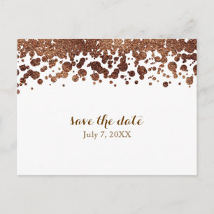 Witte & Bronzen Confetti Stippen Glamour Schitteri Aankondigingskaart