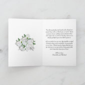 Witte bruids roos boeket, gouden bruiloft dank u kaart (Binnen)