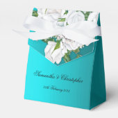 Witte bruids Rozen op turquoise bruiloft Bedankdoosjes (Voorkant Zijde)