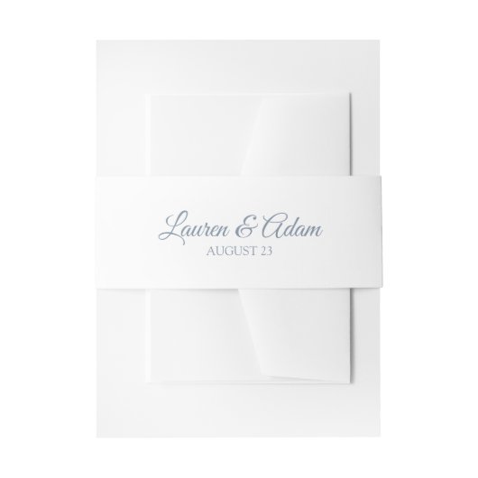 Witte bruiloft Belly Band / Wrap | Dusty Blue Uitnodigingen Wikkel (Voorkant Voorbeeld)
