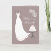 Witte bruiloft en taart Bridesmaid Request (Voorkant)