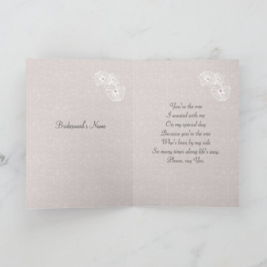 Witte bruiloft en taart Bridesmaid Request (Binnen)