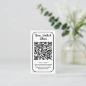 Witte bruiloft foto delen Capture liefde QR-code Visitekaartje (Staand voorkant)