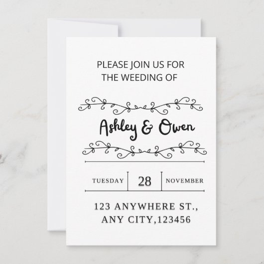 witte bruiloft uitnodiging (Voorkant)