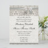 Witte bruiloft uitnodiging traditionele sjabloon (Staand voorkant)