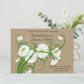 -witte bruine Daisy Flowers Wedding Set Kaart (Staand voorkant)