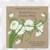 -witte bruine Daisy Flowers Wedding Set Kaart