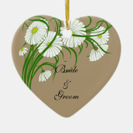 -witte bruine Daisy Flowers Wedding Set Keramisch Ornament