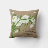 -witte bruine Daisy Flowers Wedding Set Kussen (Achterkant)