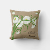 -witte bruine Daisy Flowers Wedding Set Kussen (Voorkant)