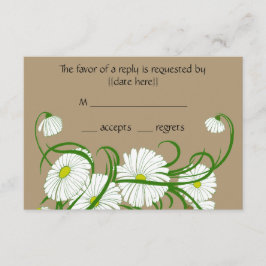 -witte bruine Daisy Flowers Wedding Set RSVP Kaartje