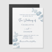 Witte bruine eucalyptusbruinbruinbruine luxe magnetische uitnodiging (Voorkant / Achterkant)